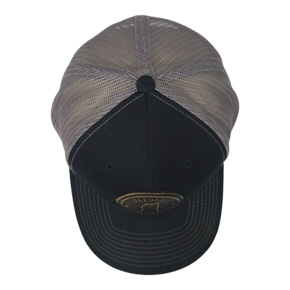 Richardson Oxford Round Patch Mesh Snapback Cap Trucker Baseball Hat Black Gray - Picture 6 of 14